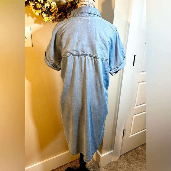 MARINE LAYER Daisy Chambray 1/4 Button Front Cuffed Sleeve Tunic/Dress Sz M - Picture 8 of 14